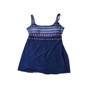 DANIFY Swim Dress Womens Plus Size 26 Navy Pink Tummy Control Swimdress EUC